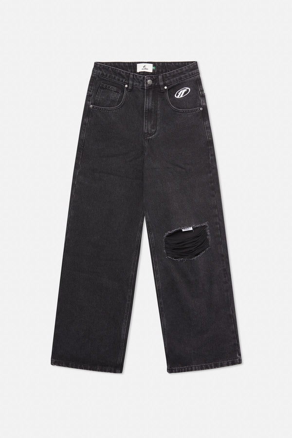 Ripped Oversized Washed Black Jeans