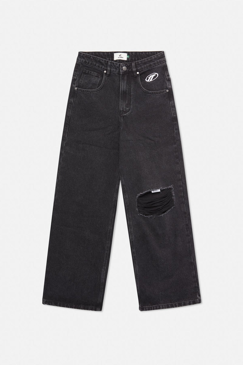 Ripped Oversized Washed Black Jeans