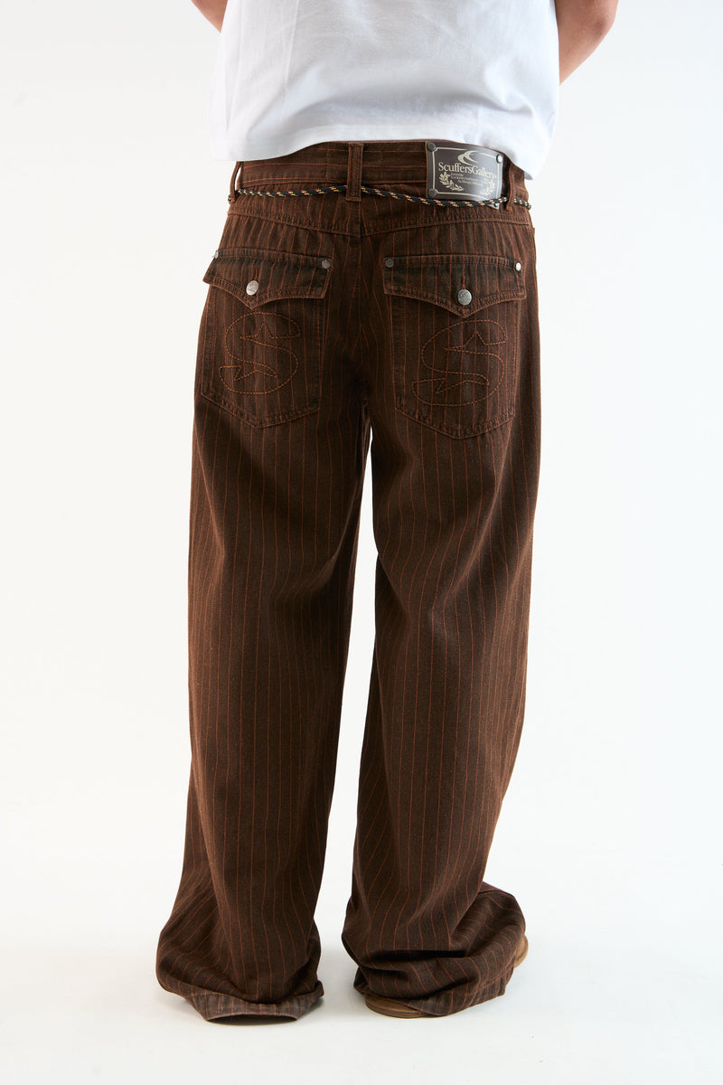Pinstripe Carrie Brown Pants