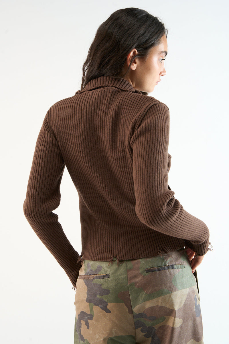 Bawdy Knit Brown Zipper