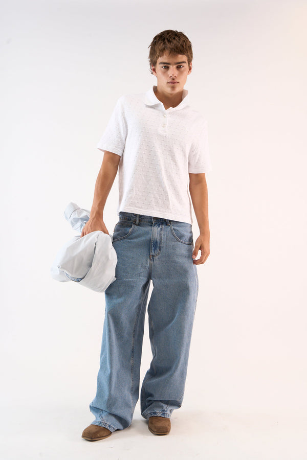 Openwork White Polo