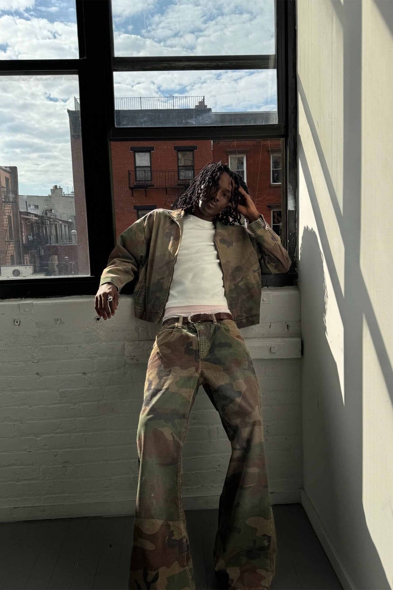 Corduroy Flared Camo Jacket