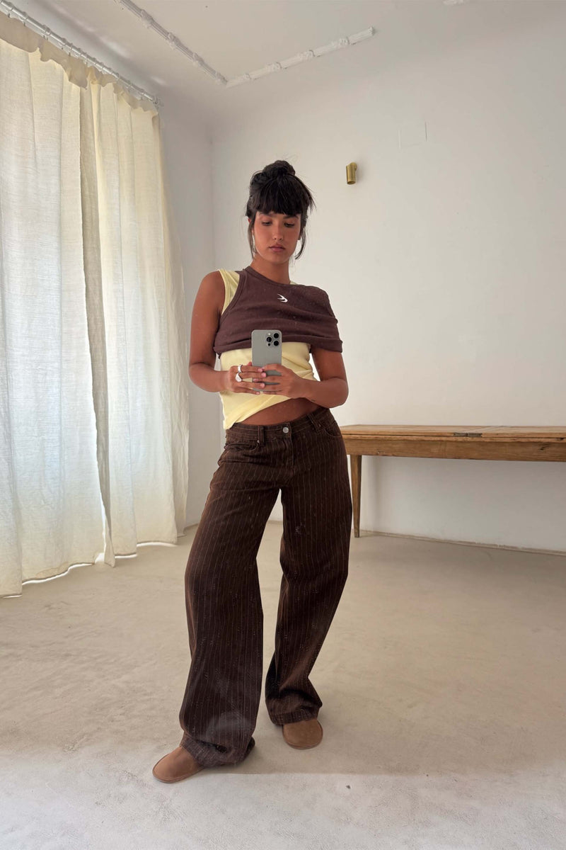 Brown & Yellow Canale Scff Tank Top Pack