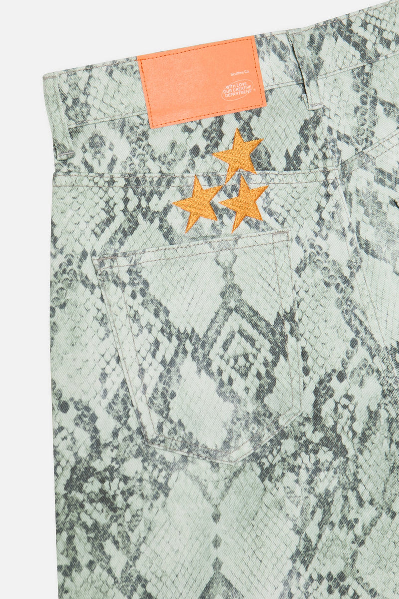 Jumbo Green Snakeprint Shorts