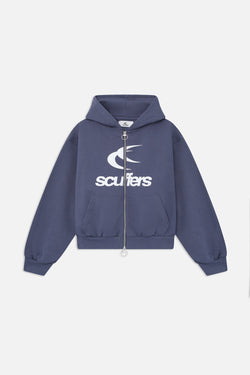 Logo Navy Zipped Hoodie