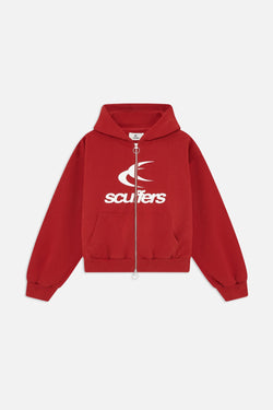 Logo Red Zipped Hoodie