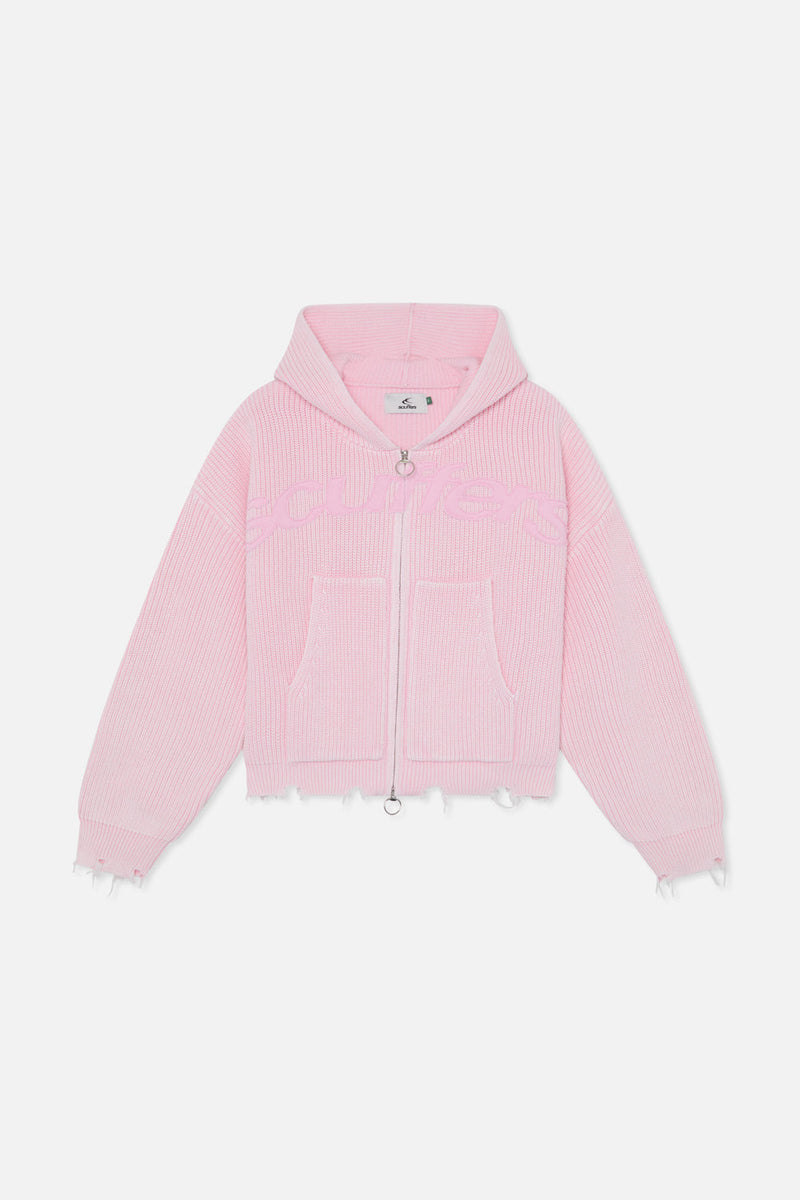 New Light Pink Buzz Knit Zipper