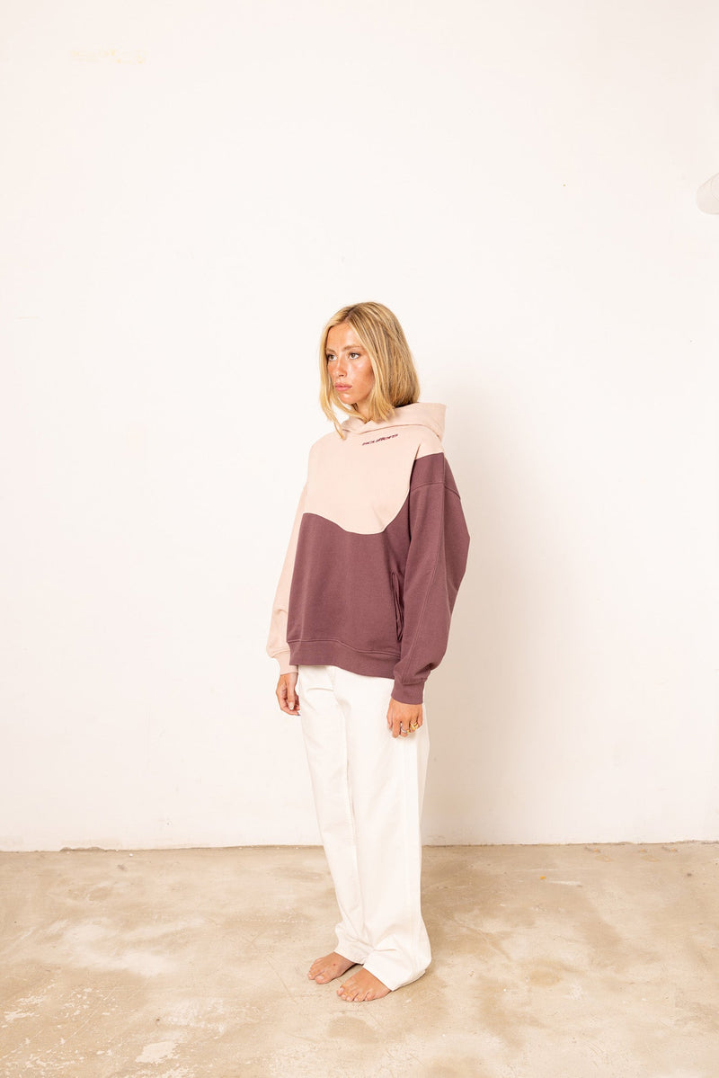 Double color Hoodie Burgundy