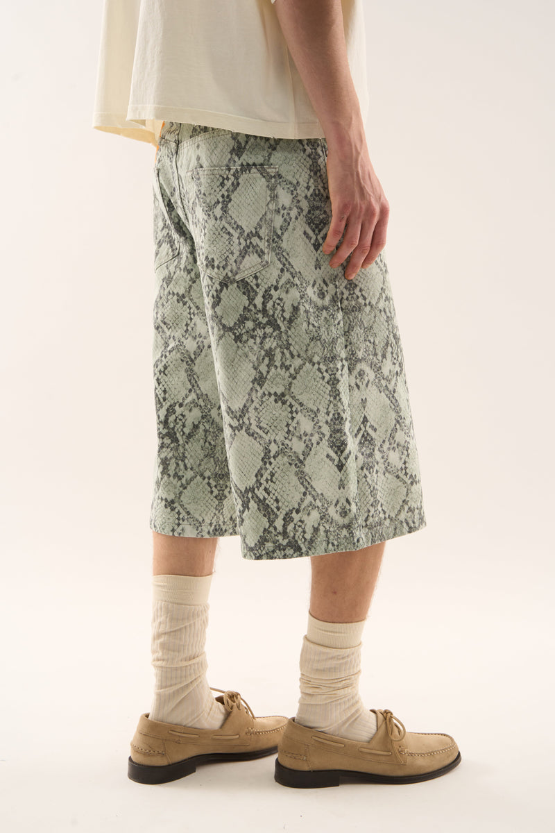 Jumbo Green Snakeprint Shorts