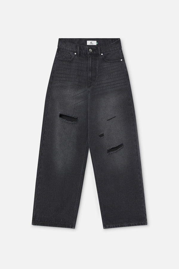 Jumbo Washed Black Ripped Pants